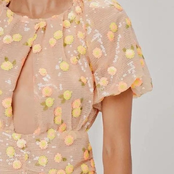 For Love And Lemons Cream Ruffled Puff Sleeve Mini Dress - Picture 2 of 8